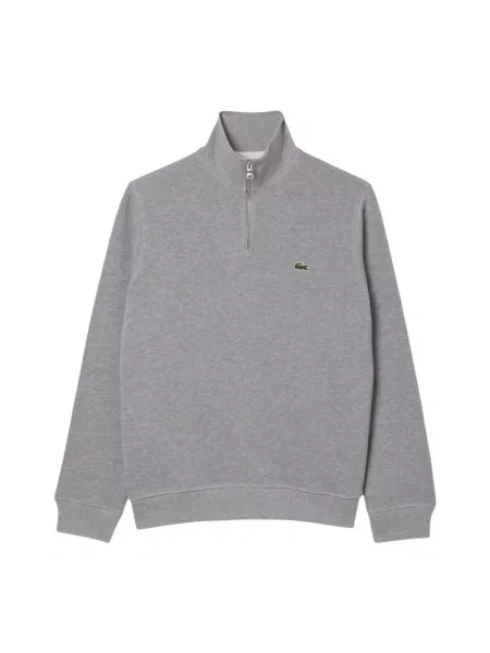 Lacoste Bluzy Mężczyzna XL Rozpinana bluza interlock z wysokim kołnierzem szary