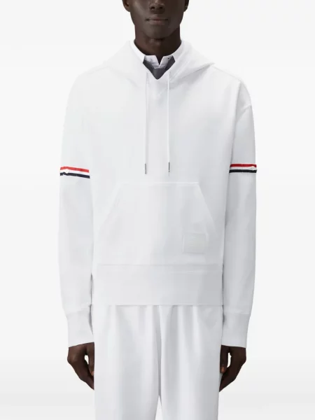 Hanorac cu glugă Thom Browne din jerseu alb