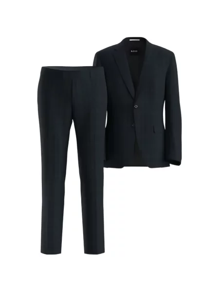 Costum Boss de lână în carouri albastru