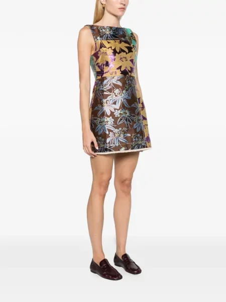 Rochie mini Alemais din jacard maro