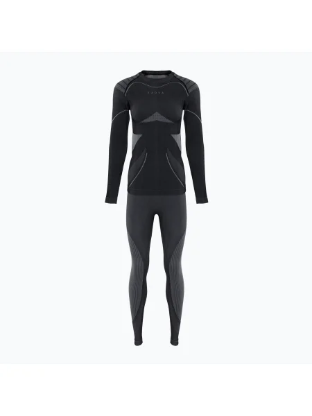Set de lenjerie termoactivă pentru femei KADVA Streif W Set gri-închis gri