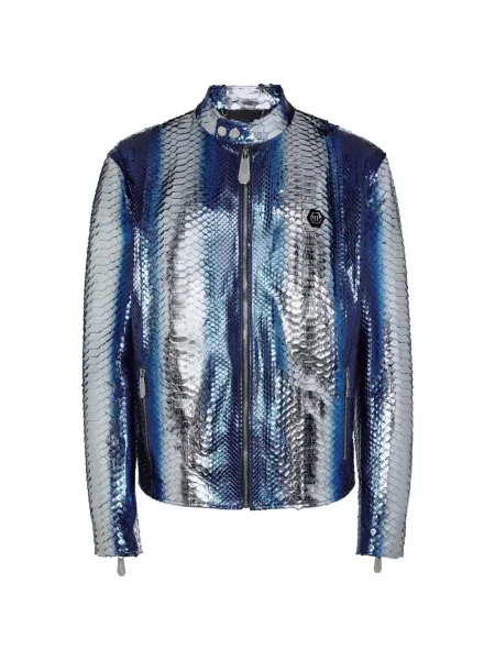 Geanta de piele Philipp Plein albastru