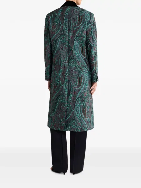 Παλτό Etro paisley ζακάρ διπλόκουμπα γκρι