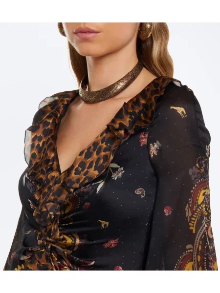 Rochie maxi Etro de mătase cu imagine negru