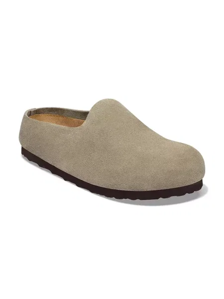 Birkenstock kapcie zamszowe Amsterdam Wrapped Suede Leather beżowe