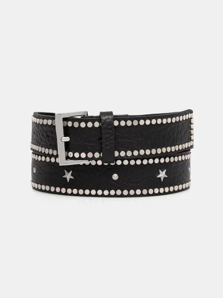 Curea Zadig&voltaire din piele cu tepi negru