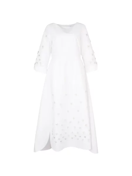 Lung rochie maxi Loodyana cu broderie alb