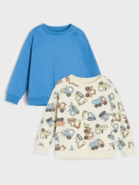 Sinsay mikiny crewneck s motivem vozidel 2 pack šedá