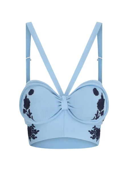 Top Rabanne cu model floral albastru