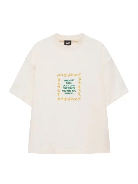 Pull&Bear Tricou STWD COMMUNITY TRIPLE STAR deschis / galben auriu / verde bej