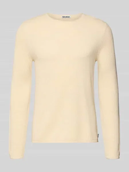 Basic Sweter z dzianiny z okrągłym dekoltem i wywiniętymi krawędziami Review