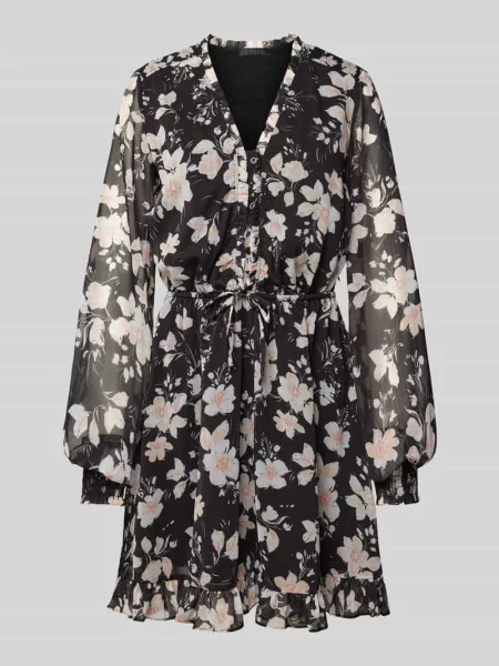 Sukienka mini z kwiatowym nadrukiem model ‘VANESSA’ Guess czarna