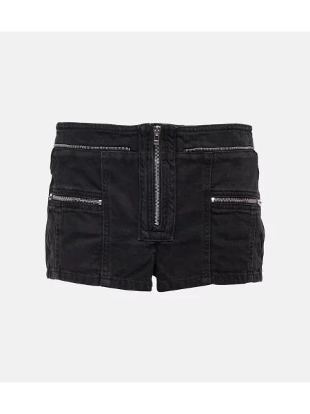 Pantaloni scurți din denim Isabel Marant cu talie joasă negru
