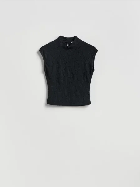Reserved Bluză structurată fără mâneci negru