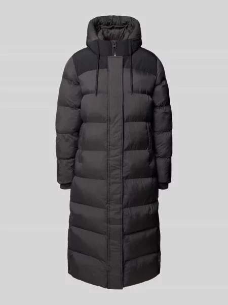 Płaszcz pikowany z kapturem i ukrytym zamkiem błyskawicznym Superdry czarny