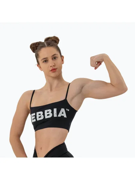 Top de antrenament pentru femei NEBBIA Bandeau Bra Back Check black negru