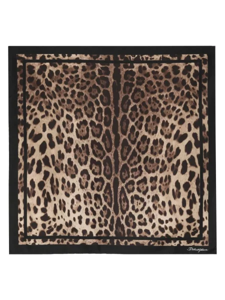Fular Dolce & Gabbana de mătase cu imagine cu model leopard negru