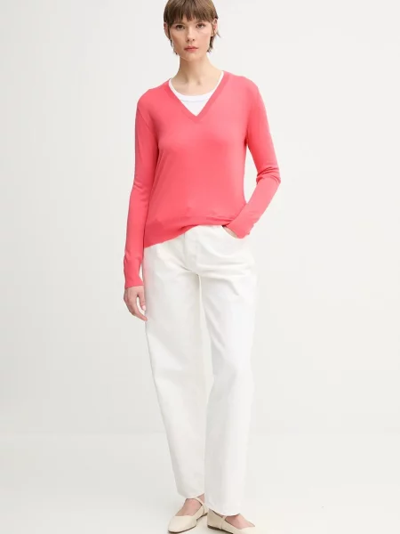 United Colors of Benetton sweter z domieszką jedwabiu lekki różowy
