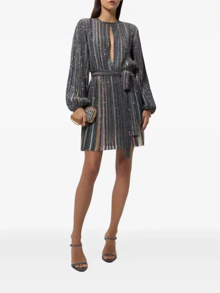 Scurt cu centură rochie Missoni cu decolteu în V gri
