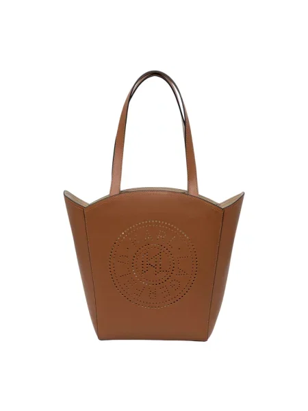 Karl Lagerfeld Torebka shopper skórzana K/CIRCLE brązowa