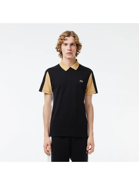Lacoste Koszulka Polo Z Blokadą Koloru Regular Fit czarna