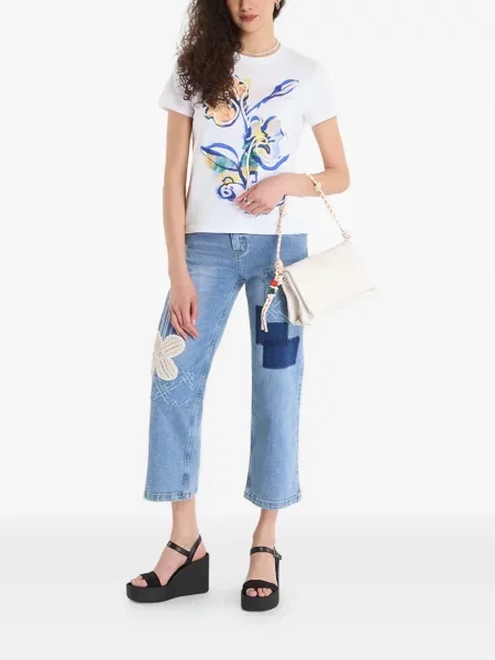 Tricou Desigual cu model floral cu imagine alb