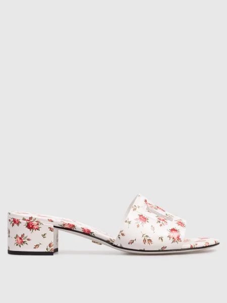 Кожаные мюли Dolce&gabbana с принтом белые