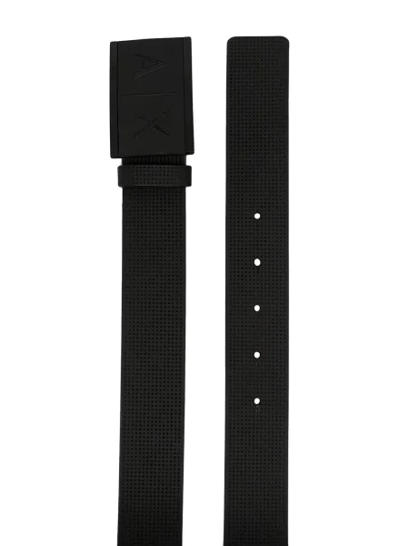 Curea Armani Exchange din piele cu autograf negru