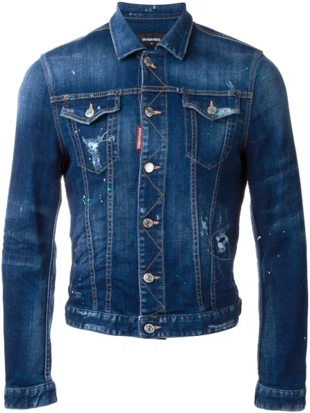 Geacă de blugi Dsquared2 zdrențuiți albastru