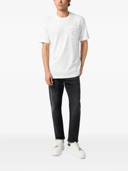 Tricou Philipp Plein cu decolteu rotund alb