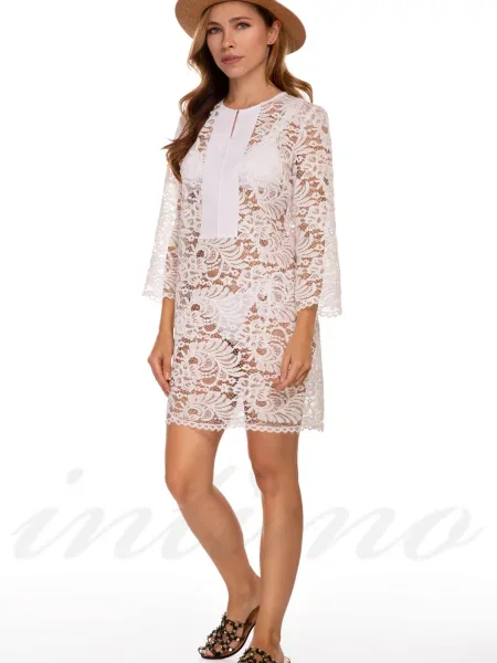 Легкая туника с кружевом біла