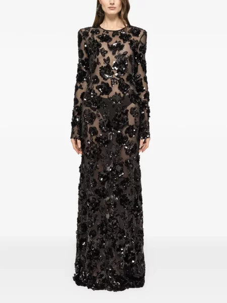 Rochie maxi Nissa din tul de costum negru