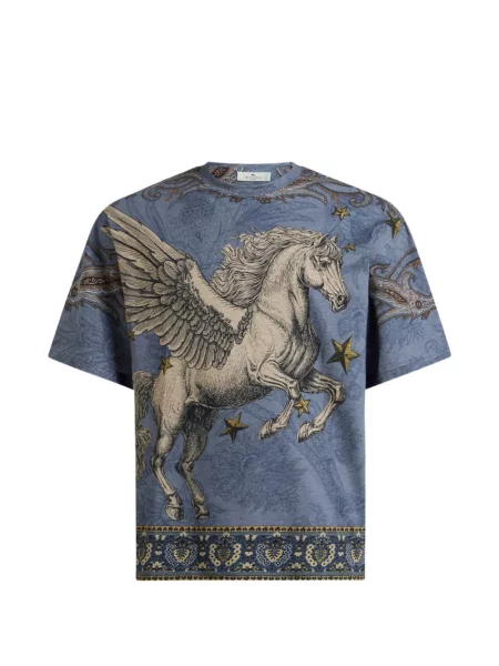 Tricou Etro cu imagine din jerseu albastru