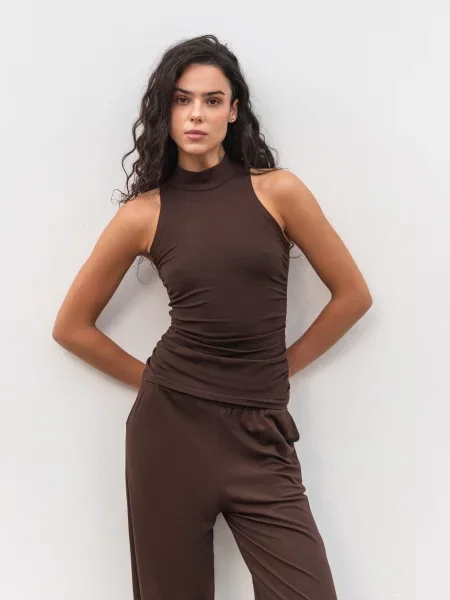 Майка Romashka Драпі віскоза/нейлон коричневий