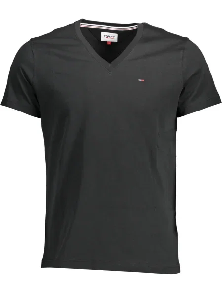 Scurt tricou Tommy Hilfiger cu mâneci scurte din jerseu negru