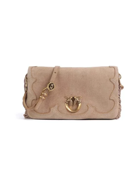 Pinko Geantă pe umăr CLICK SOFT HORIZONTAL MINI | piele întoarsă bej