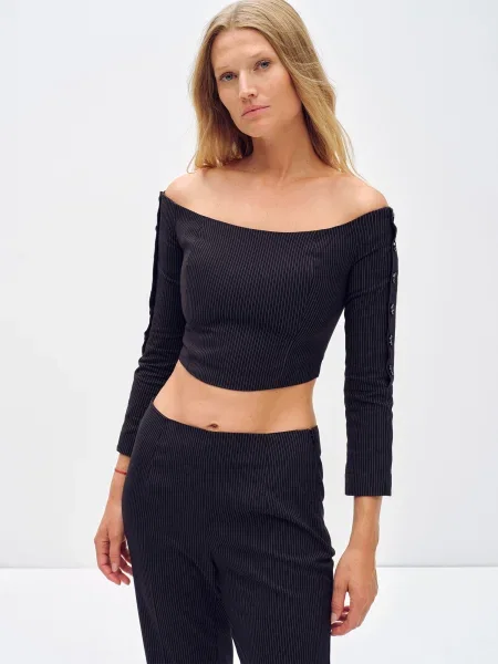 ABOUT YOU x Toni Garrn Top Camilla siva črna