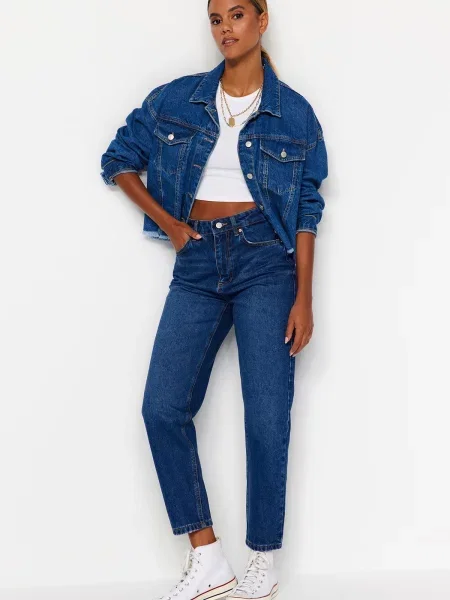 Blugi mom fit Trendyol albastru