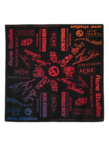 Fular Acne Studios de mătase cu imagine negru