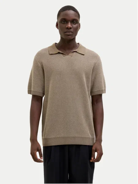 Jack&Jones Тениска с яка и Ceaston бежов