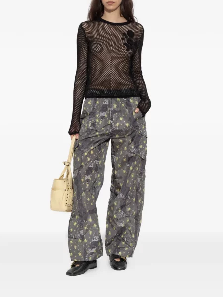 Pulover Ganni cu model floral cu aplicații negru