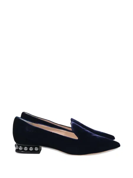 Pantofi loafer Nicholas Kirkwood cu perle de catifea albastru