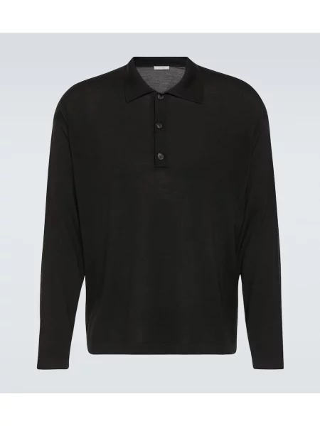 Volnena polo majica The Row črna