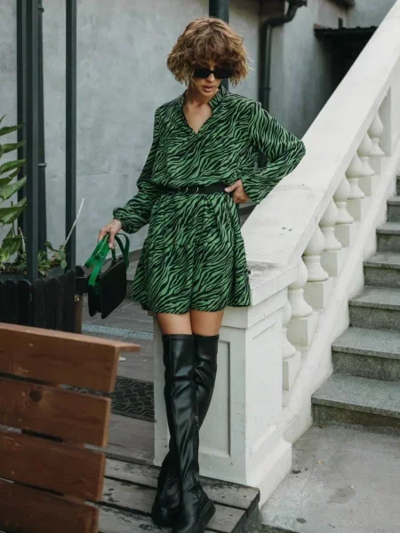 Сукня міні Seventeen бавовна/віскоза зелений