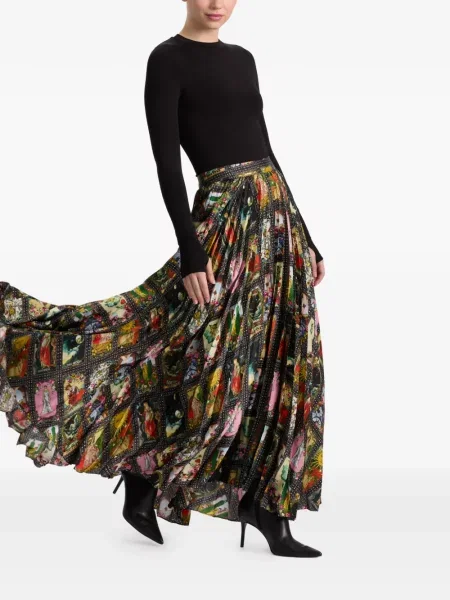 Fusta plisata Alice + Olivia cu imagine plisată negru