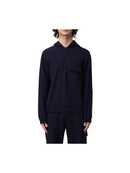 Bluza z kapturem Emporio Armani z kapturem niebieska