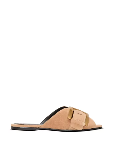 Papuci tip mules Balmain din piele de căprioară fără toc