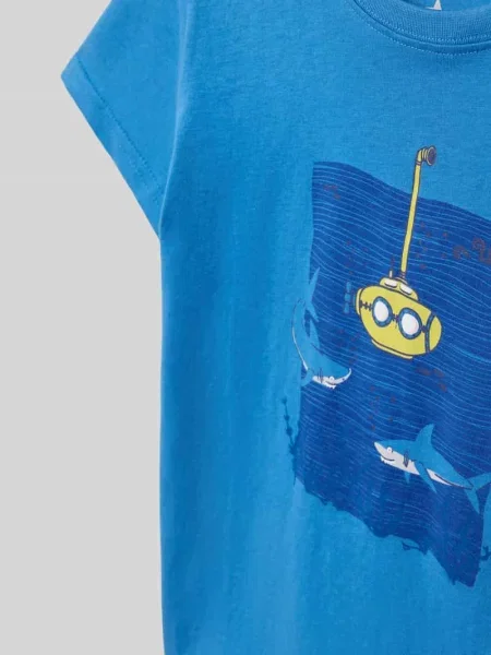 T-shirt z nadrukiem z motywem i okrągłym dekoltem Blue Seven niebieska