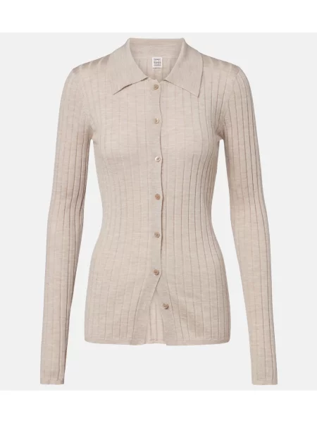 Cardigan Toteme de mătase bej