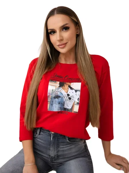Halenka s potiskem Collage červená